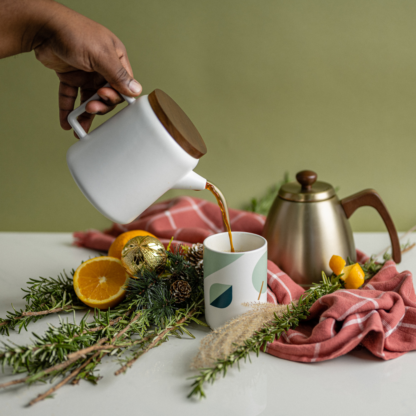 pour over pouring coffee into a mug