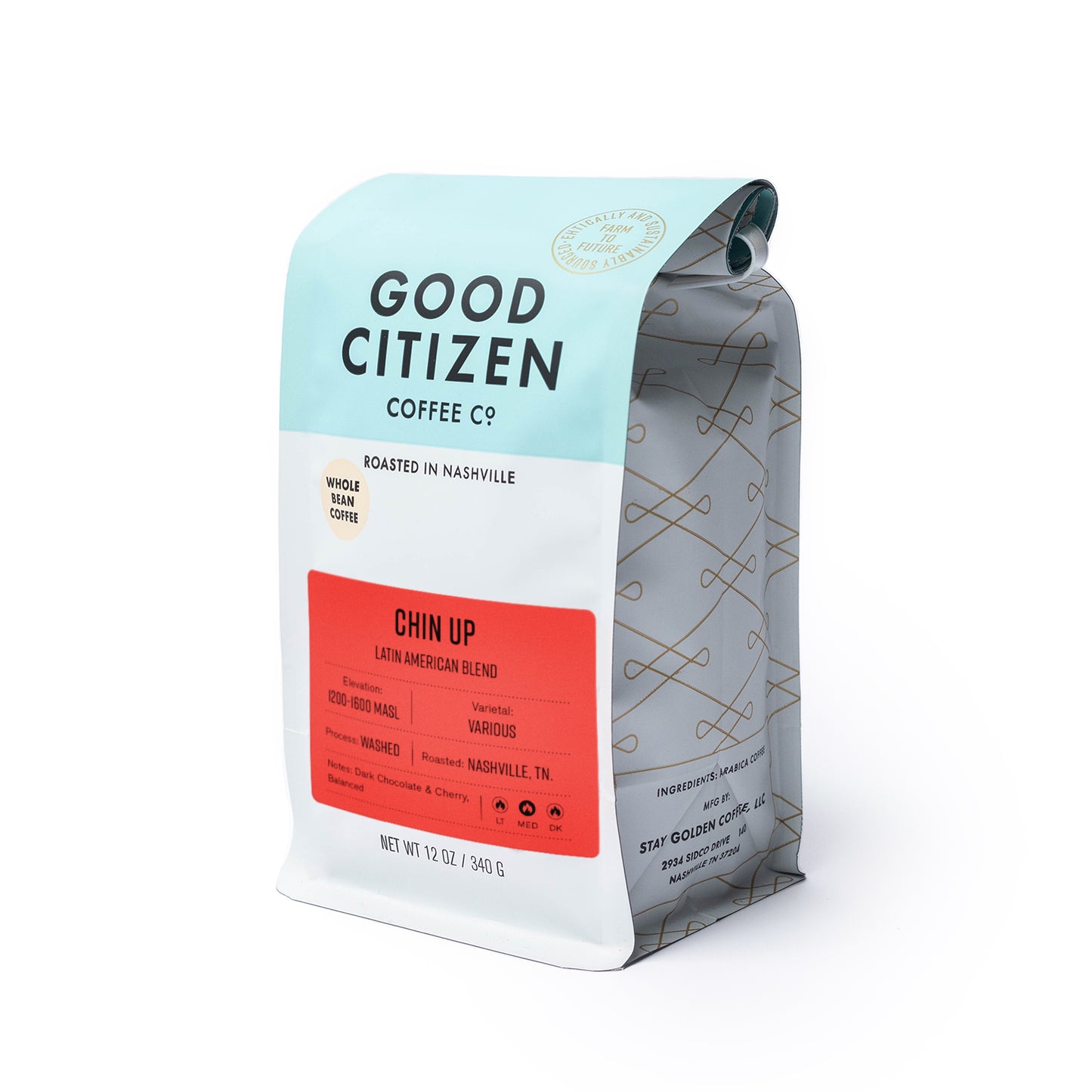 chin up coffee bag side view
