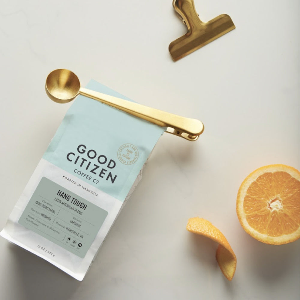 Coffee clip used on coffee bag