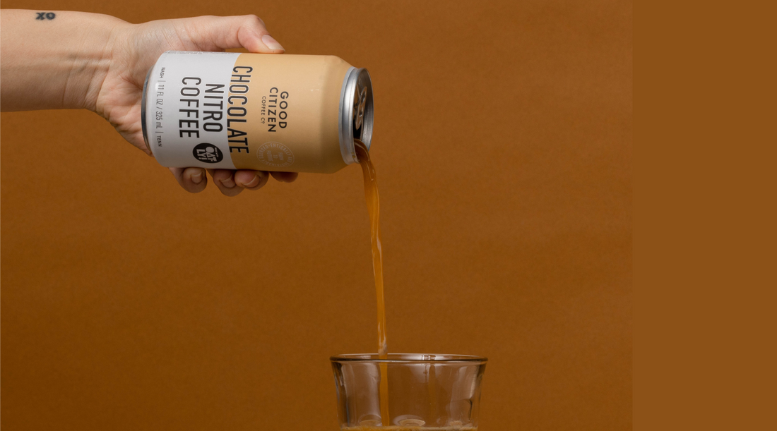 Canned Coffee being poured into a glass