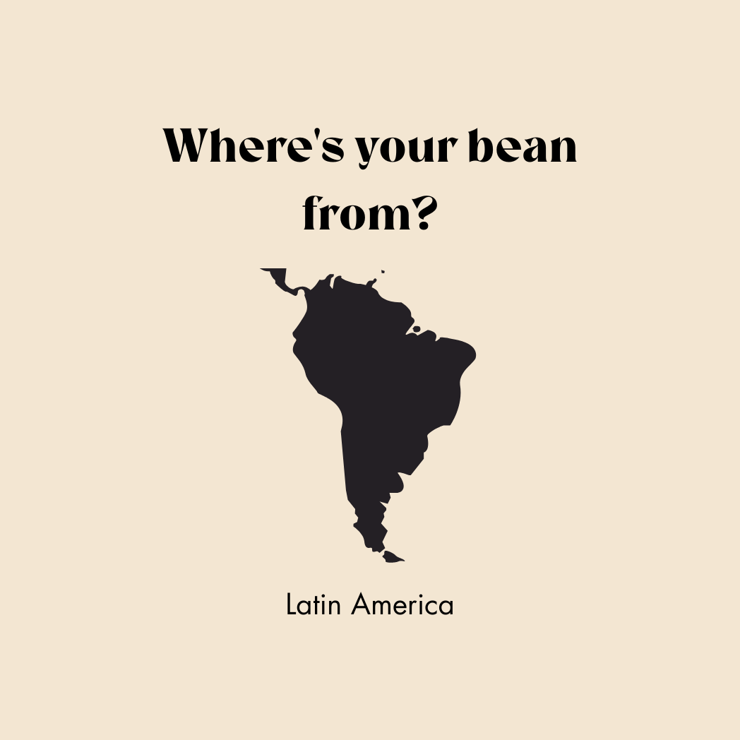 Image of South America with text Where's your bean from