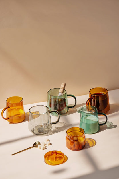 collection of colored glass accessories