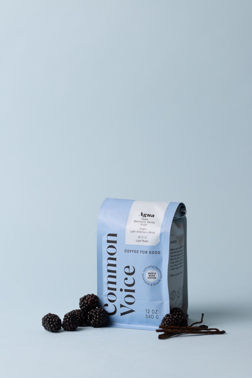 bag of coffee with blackberries