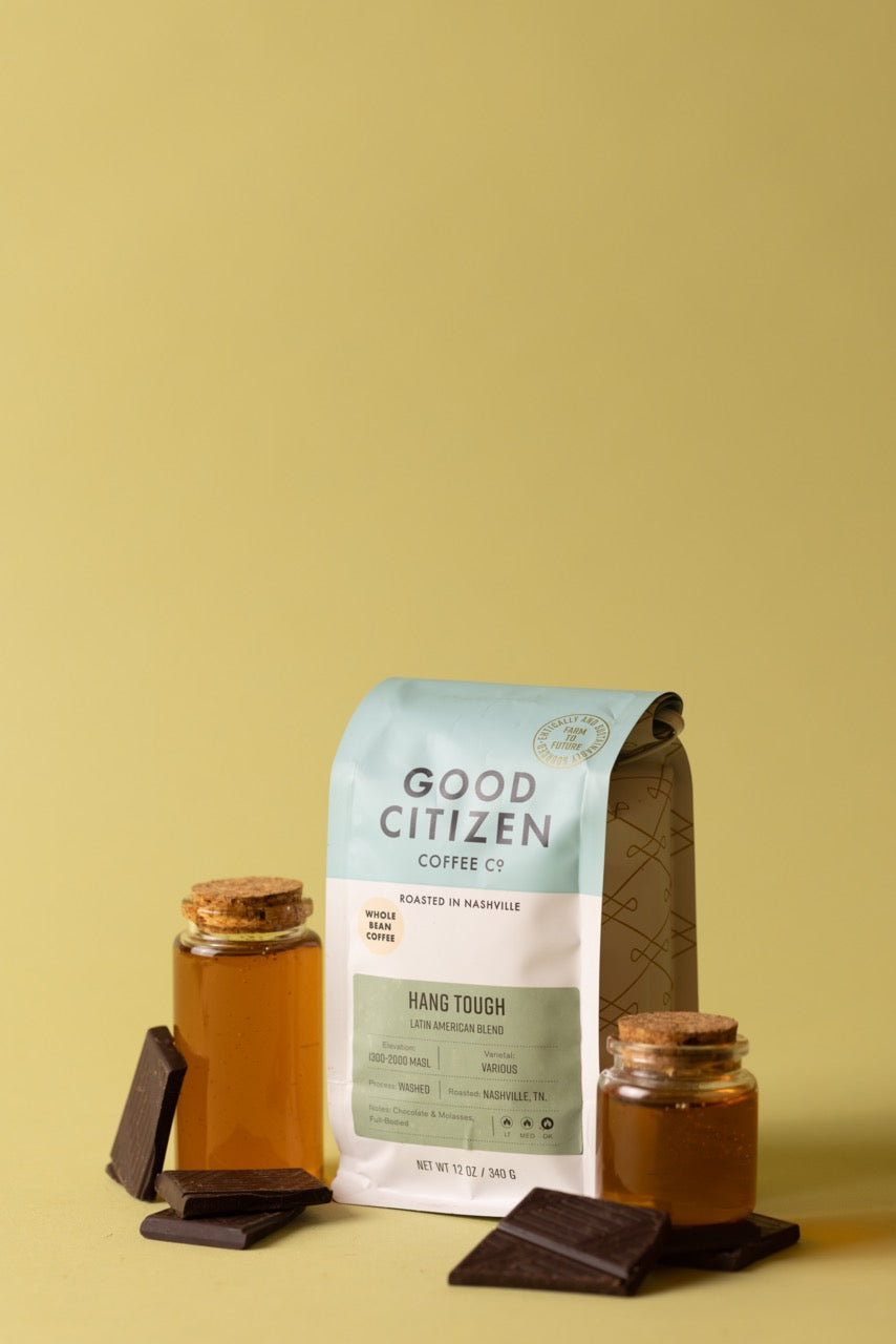 coffee bag with honey and chocolate
