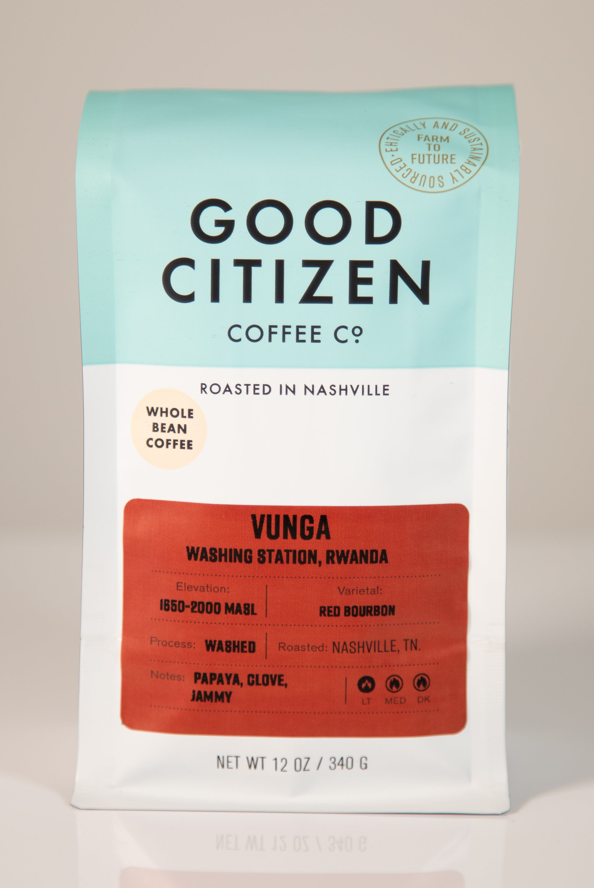 Vunga Washing Station, Rwanda label on Good Citizen Bag front view - 12oz