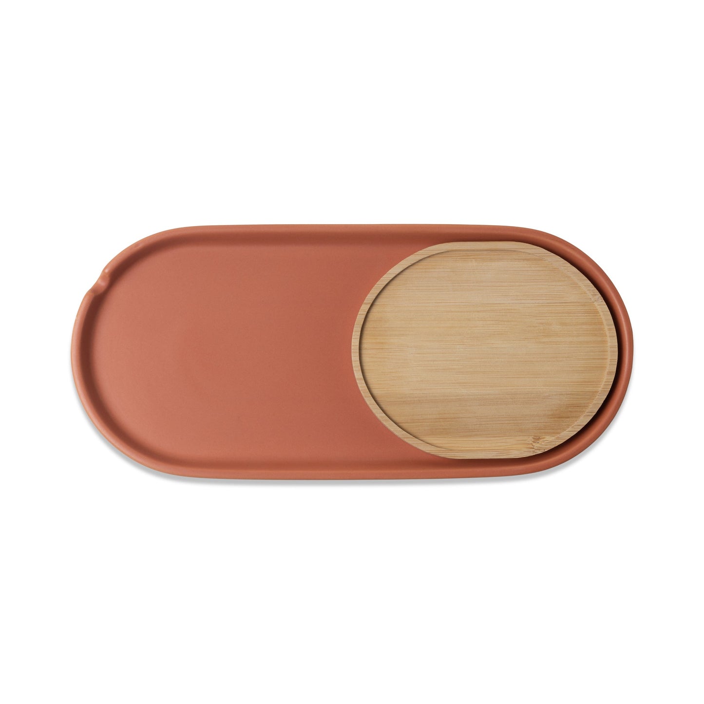 Nesting Tray - Warm ceramic tray with bamboo bowl holder