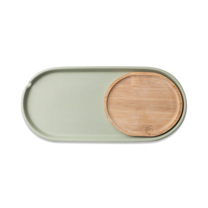 Nesting Tray - Cool ceramic tray with nesting bamboo bowl holder